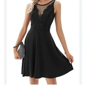 GRACE KARIN Women Sleeveless Lace Patchwork Deep V‐Neck A Line Party Dress LG C8